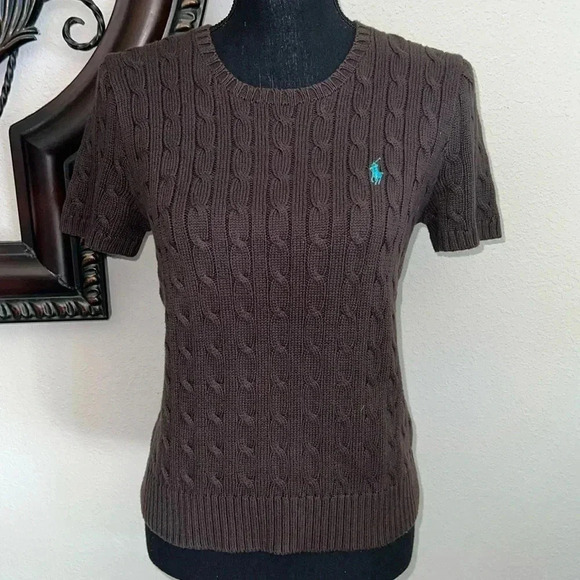Ralph Lauren Sweaters - Ralph Lauren Sport Women’s Dark Chocolate Brown 100% Cotton Short Sleeve Sweater
